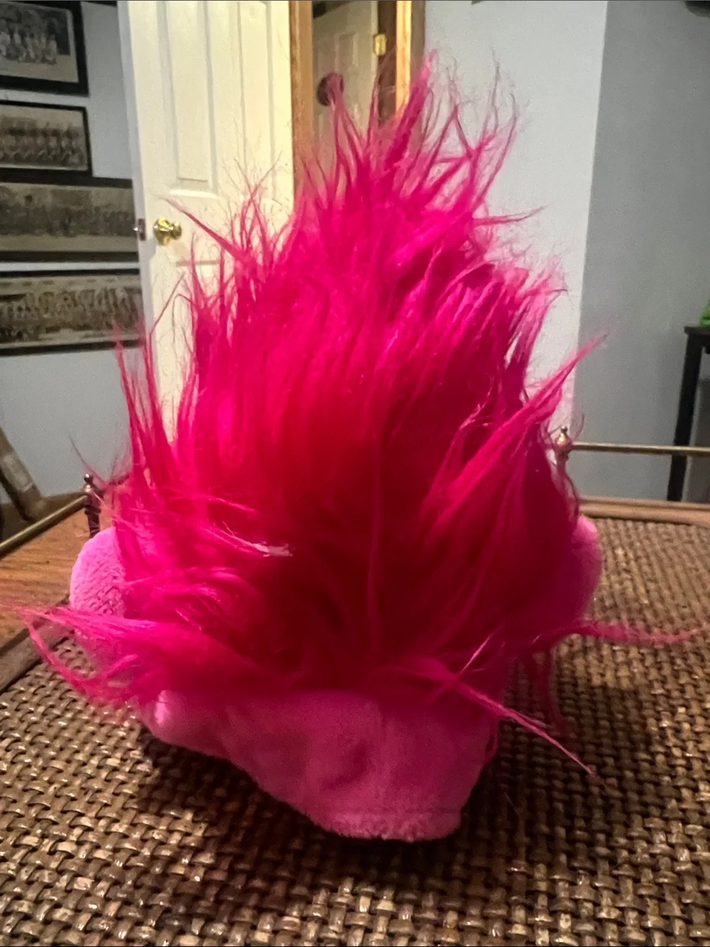 Trolls Hot Pink Plush Pet Hat with Fuzzy Mohawk